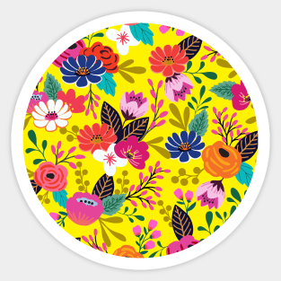 Bright boho hand drawn flower pattern Sticker